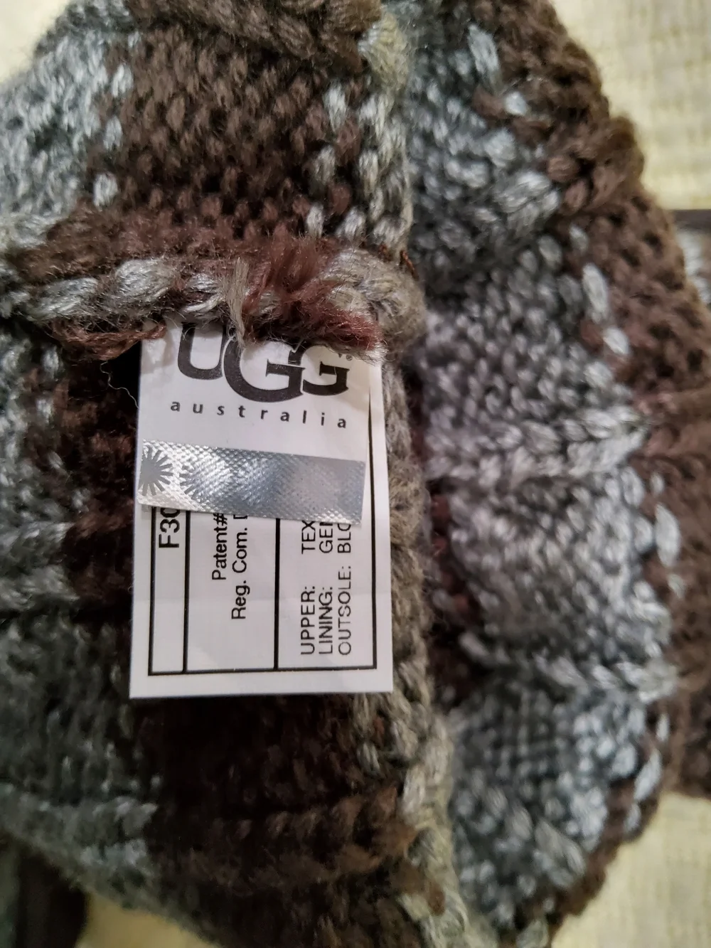 UGG Wool Suede Brown and Gray Striped Knit Winter Boots